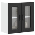 Küchen-Hängeschrank mit Glastür Kalmar Schwarz Holzwerkstoff