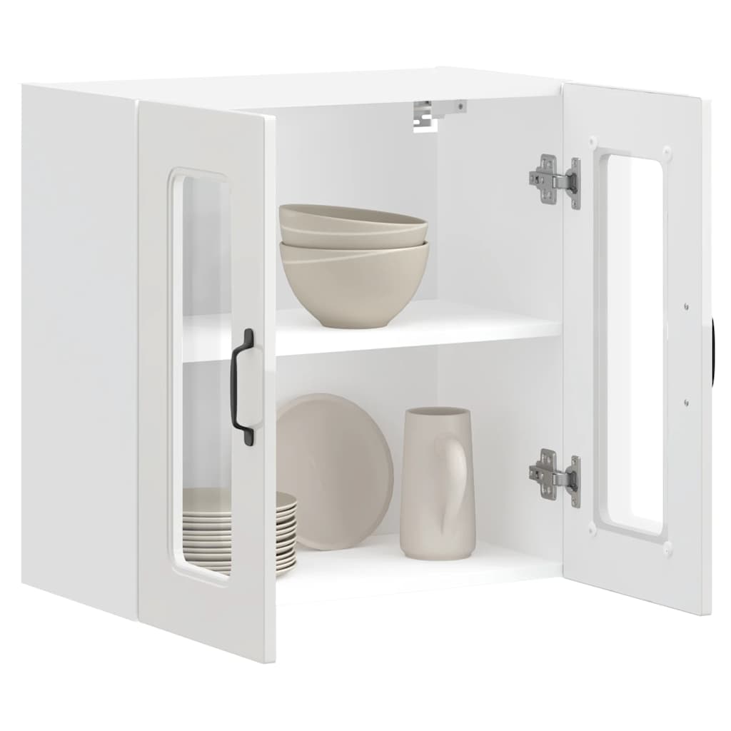 Küchen-Hängeschrank mit Glastür Kalmar Hochglanz-Weiß Holzwerkstoff
