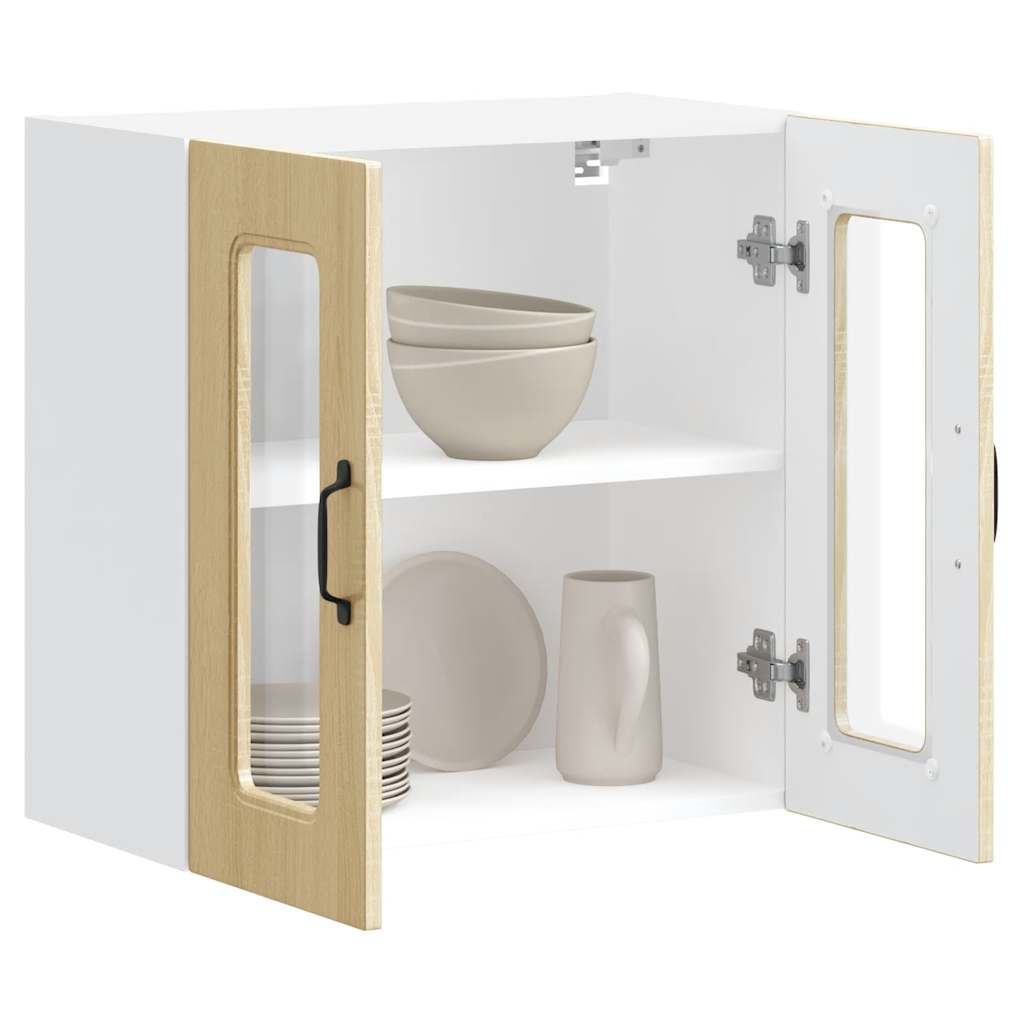 Küchen-Hängeschrank mit Glastür Kalmar Sonoma-Eiche Holzwerkstoff