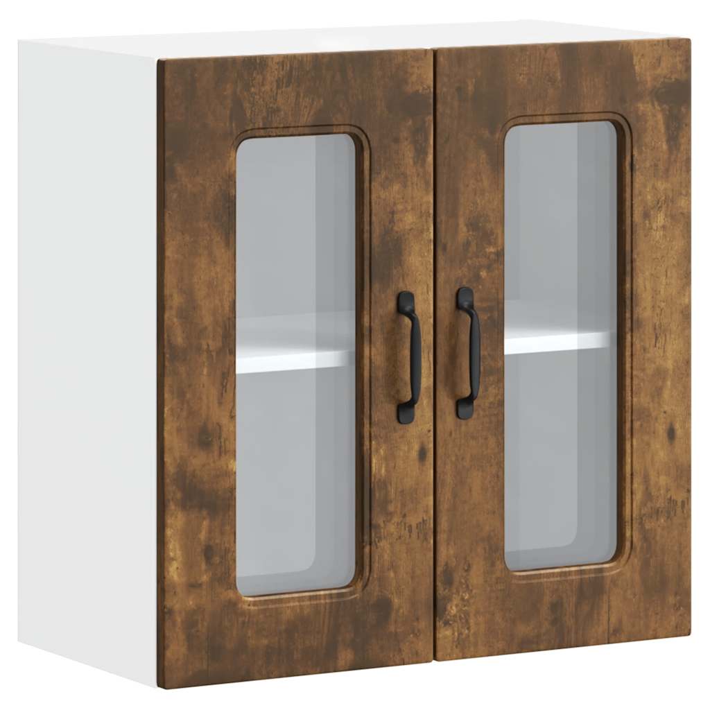 Küchen-Hängeschrank mit Glastür Kalmar Räuchereiche Holzwerkstoff