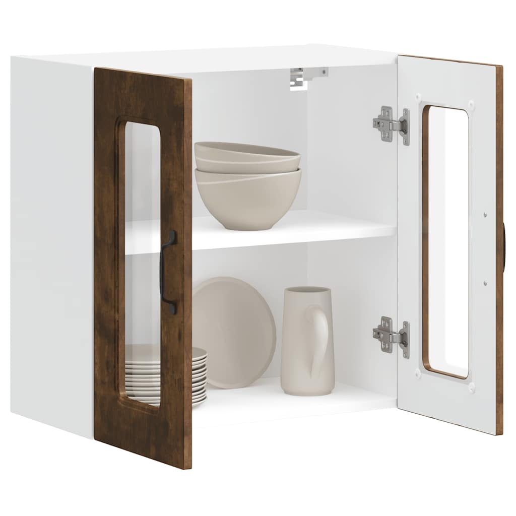 Küchen-Hängeschrank mit Glastür Kalmar Räuchereiche Holzwerkstoff