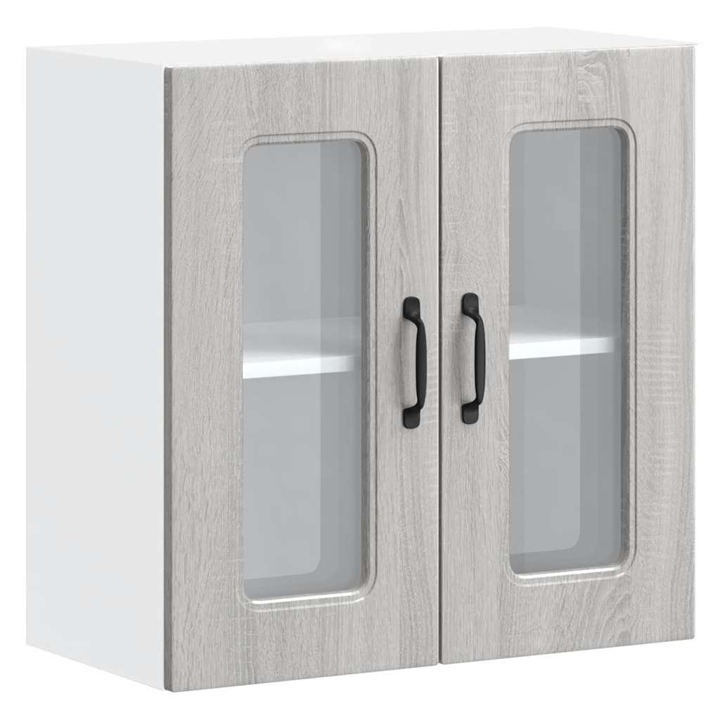 Küchen-Hängeschrank mit Glastür Kalmar Grau Sonoma Holzwerkstoff