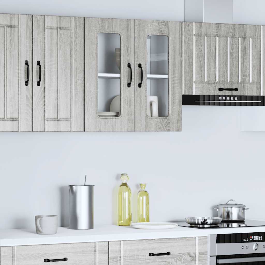 Küchen-Hängeschrank mit Glastür Kalmar Grau Sonoma Holzwerkstoff
