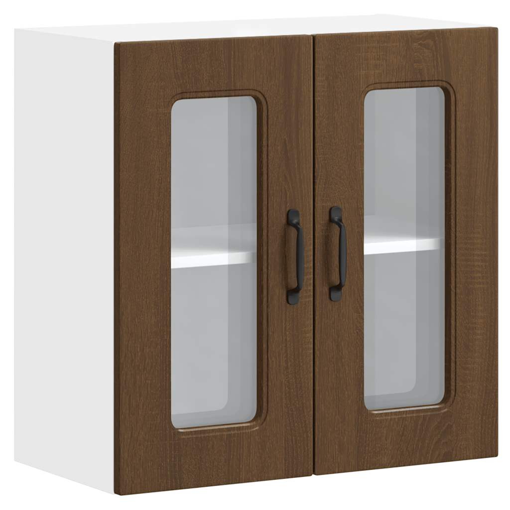 Küchen-Hängeschrank mit Glastür Kalmar Braun Eichen-Optik