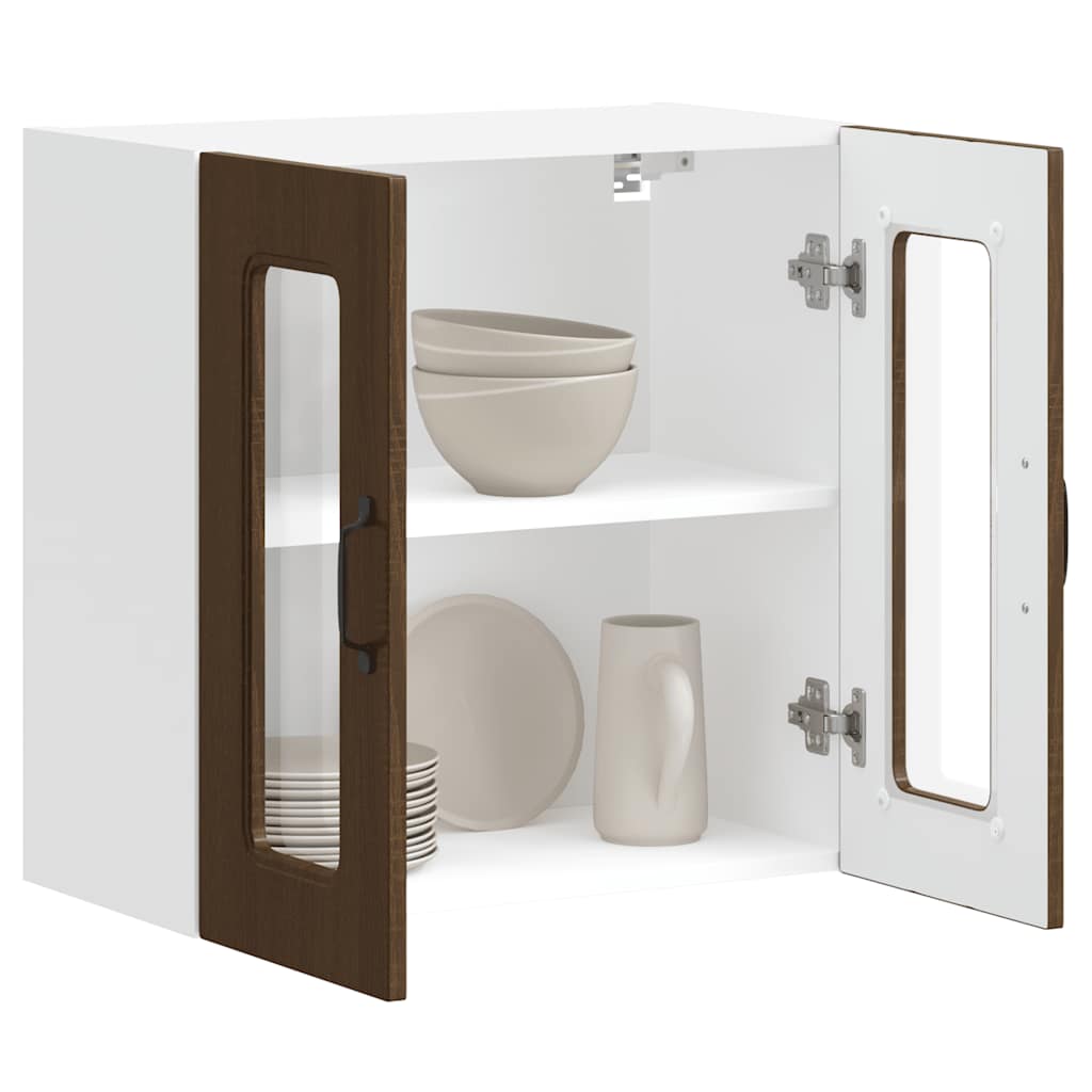 Küchen-Hängeschrank mit Glastür Kalmar Braun Eichen-Optik