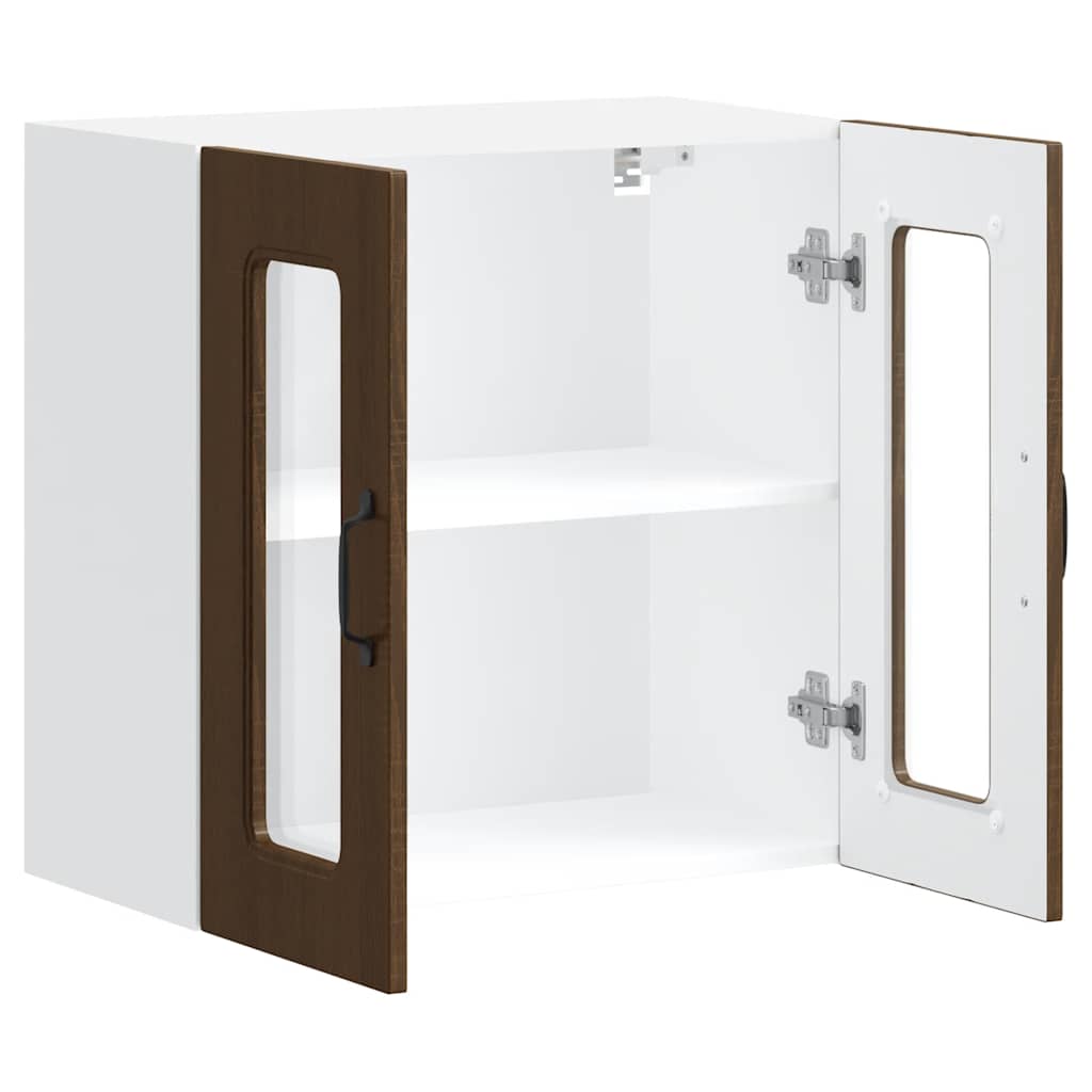 Küchen-Hängeschrank mit Glastür Kalmar Braun Eichen-Optik