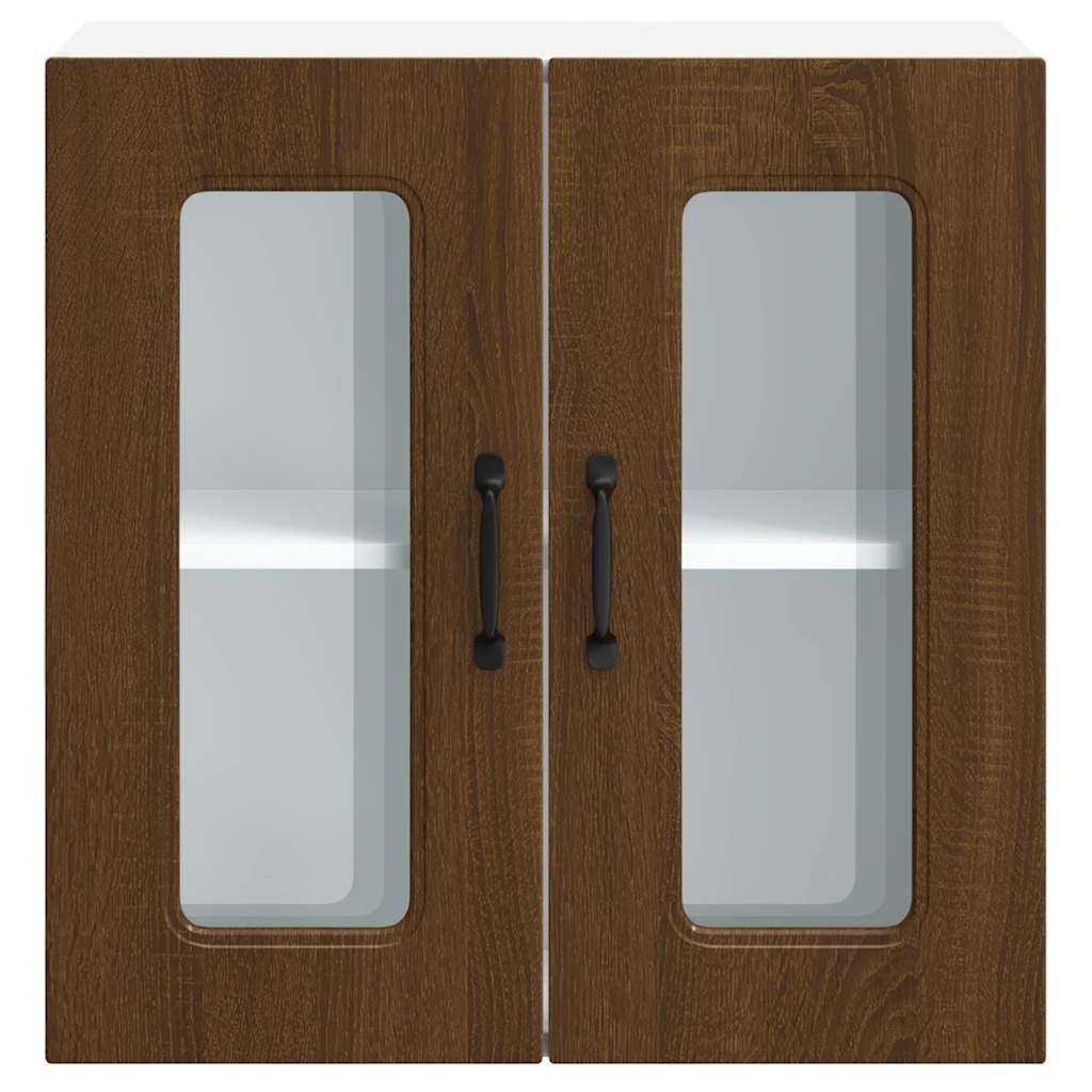 Küchen-Hängeschrank mit Glastür Kalmar Braun Eichen-Optik