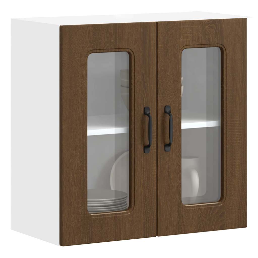 Küchen-Hängeschrank mit Glastür Kalmar Braun Eichen-Optik