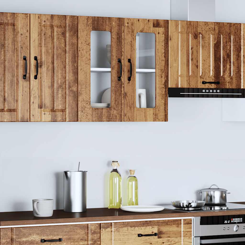 Küchen-Hängeschrank mit Glastür Kalmar Altholz-Optik Holzwerkstoff