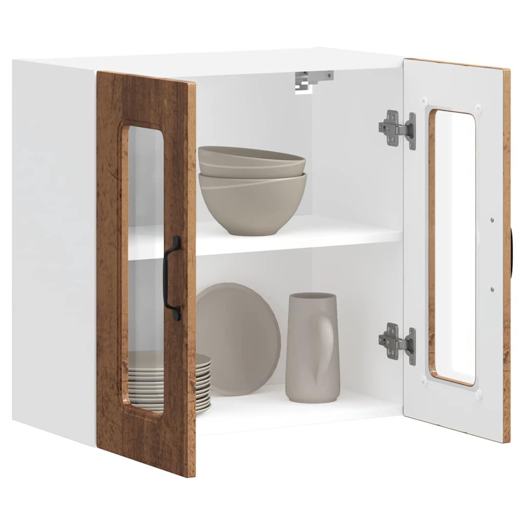 Küchen-Hängeschrank mit Glastür Kalmar Altholz-Optik Holzwerkstoff
