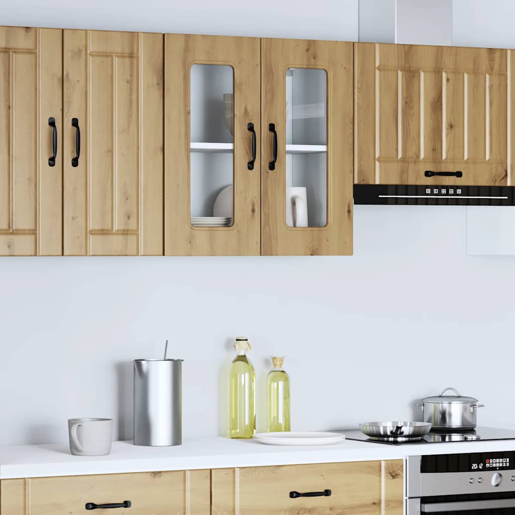 Küchen-Hängeschrank mit Glastür Kalmar Artisan-Eiche Holzwerkstoff