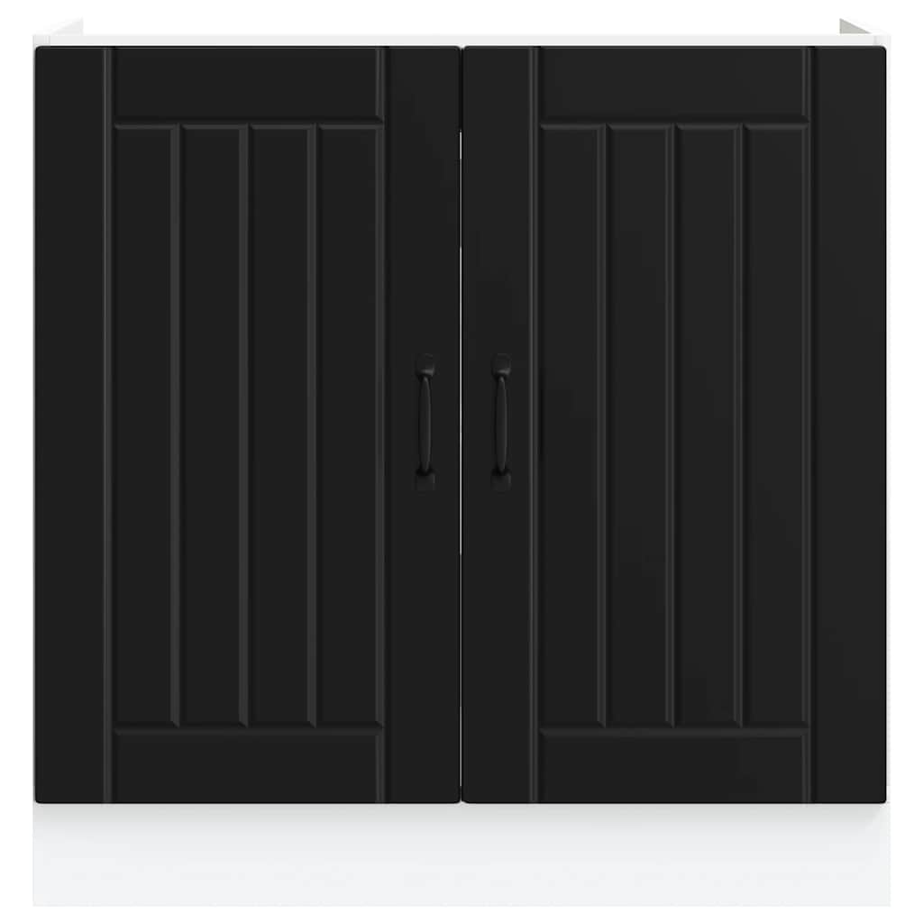 Spülenunterschrank Lucca Schwarz Holzwerkstoff