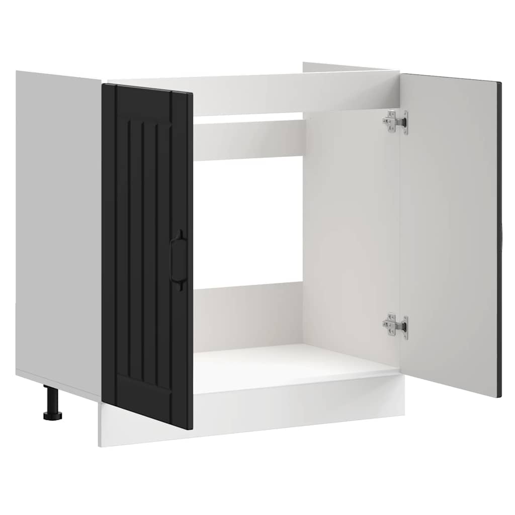 Spülenunterschrank Lucca Schwarz Holzwerkstoff