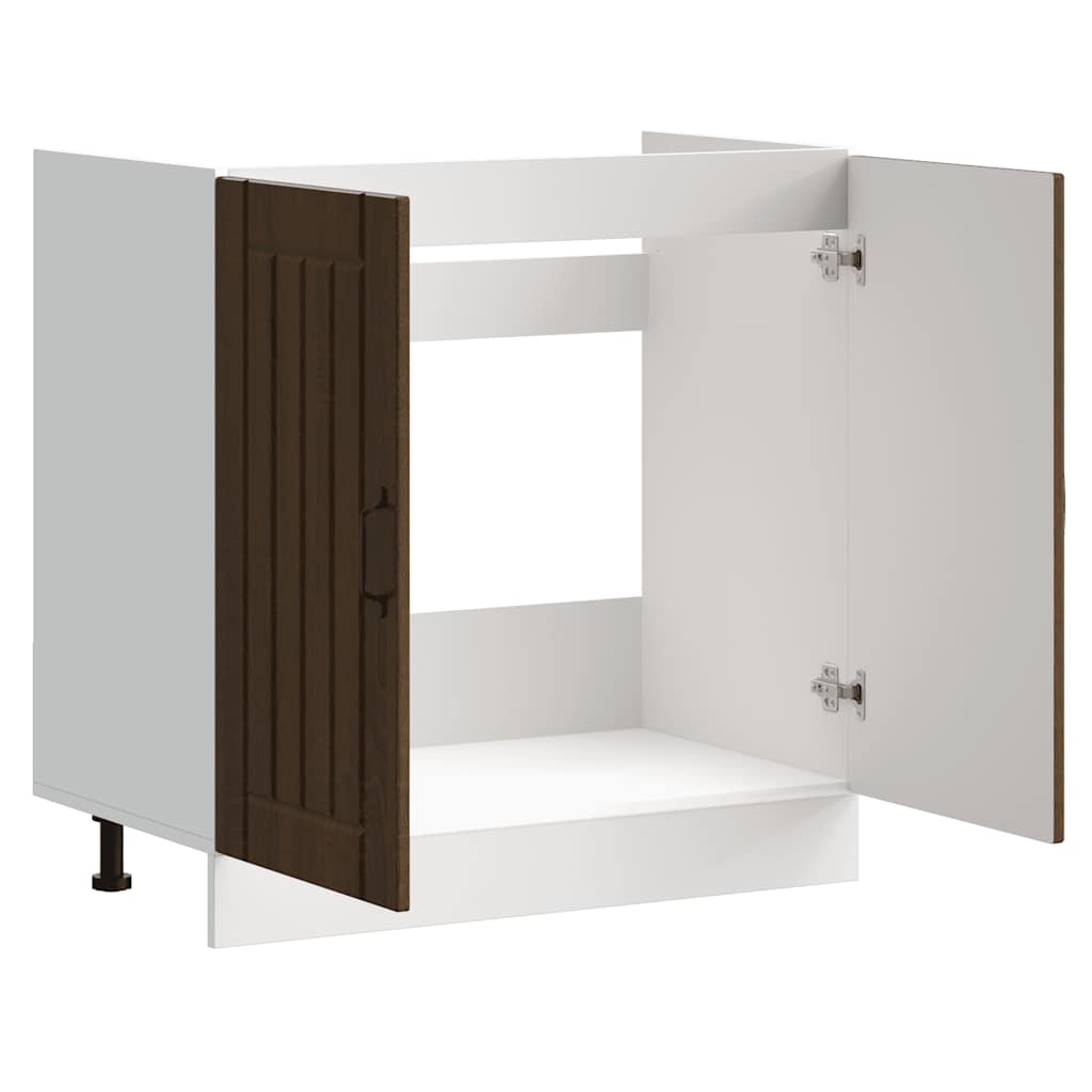 Spülenunterschrank Lucca Braun Eichen-Optik Holzwerkstoff