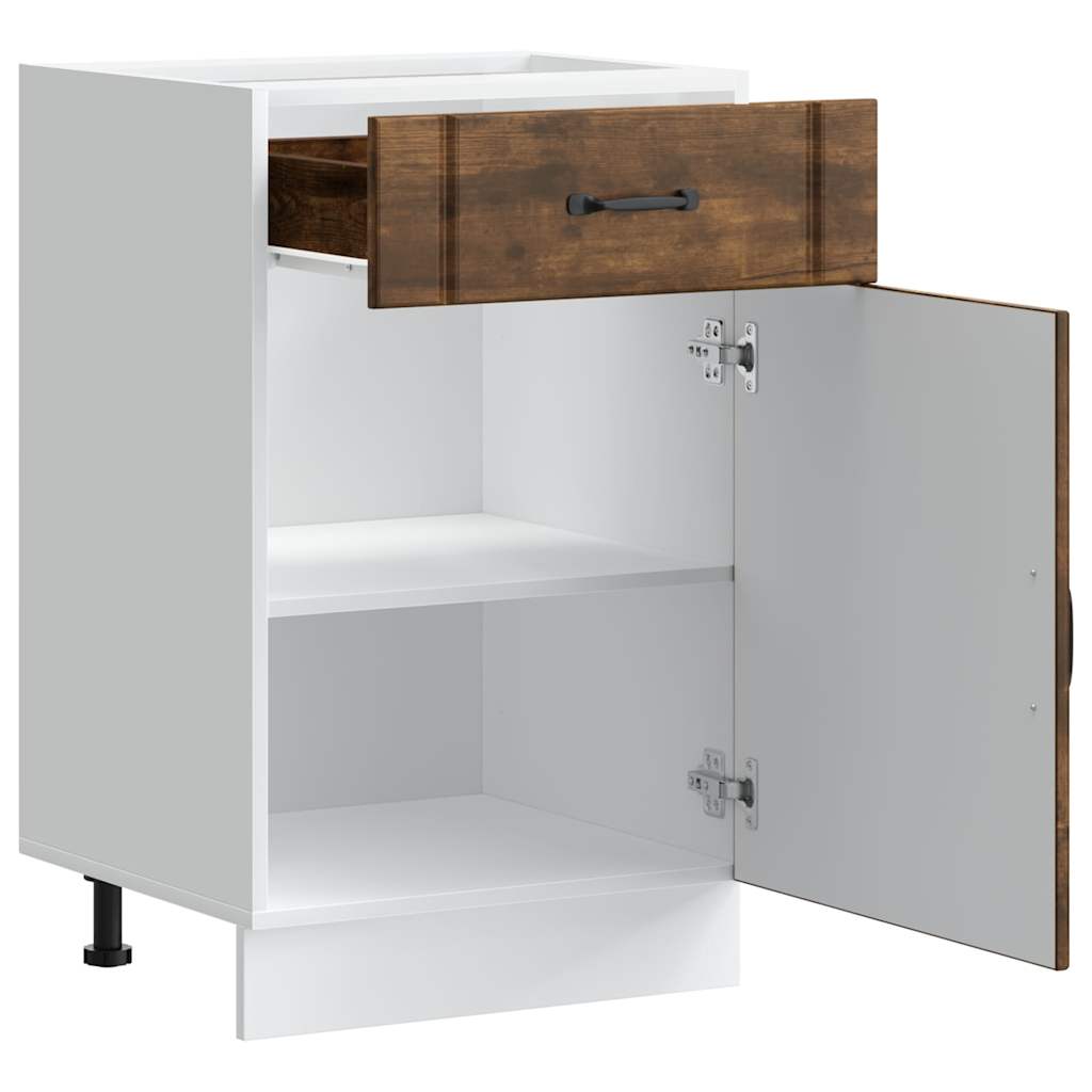 Küchen-Unterschrank Lucca Braun Eichen-Optik Holzwerkstoff
