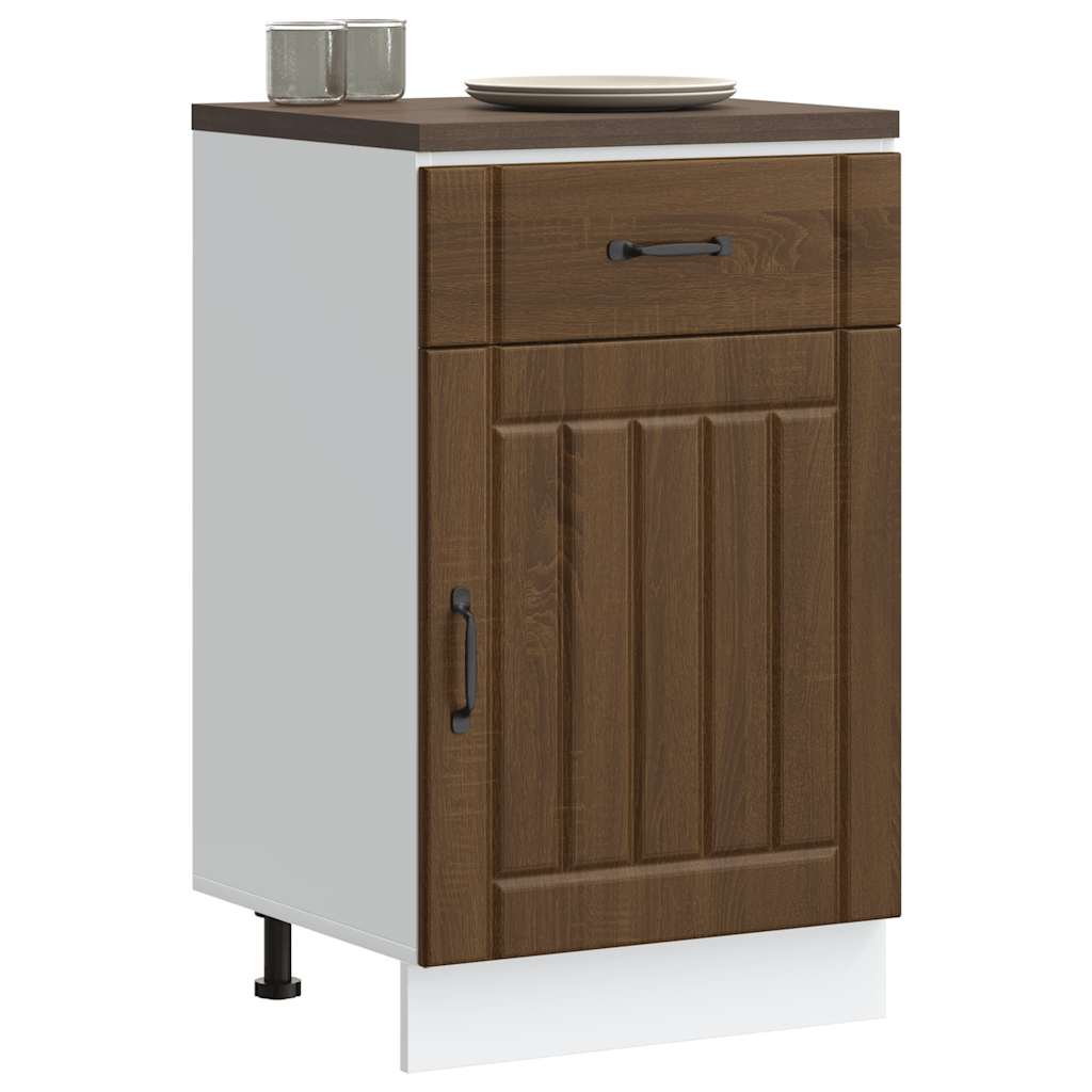 Küchen-Unterschrank Lucca Braun Eichen-Optik Holzwerkstoff