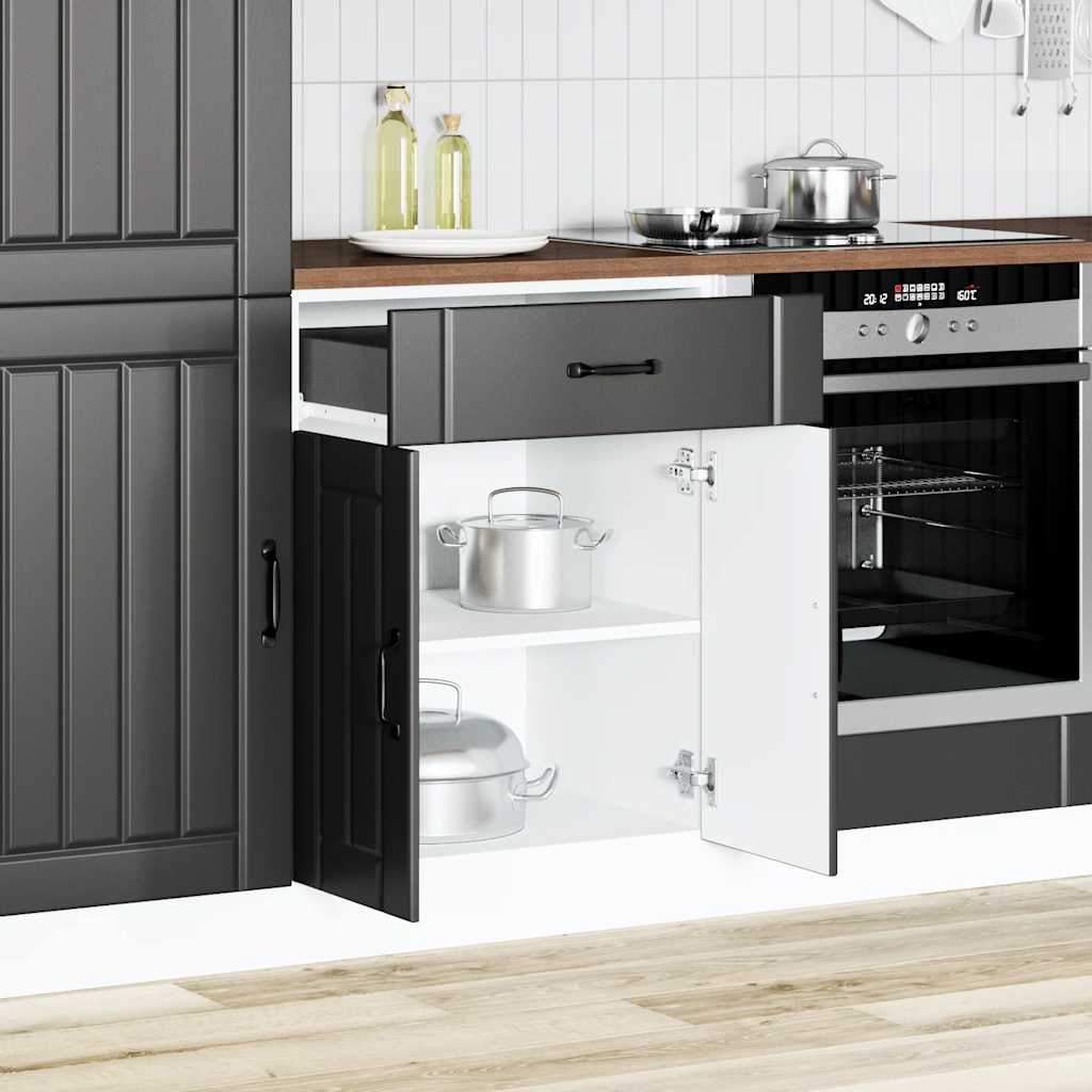 Küchen-Unterschrank Lucca Schwarz Holzwerkstoff
