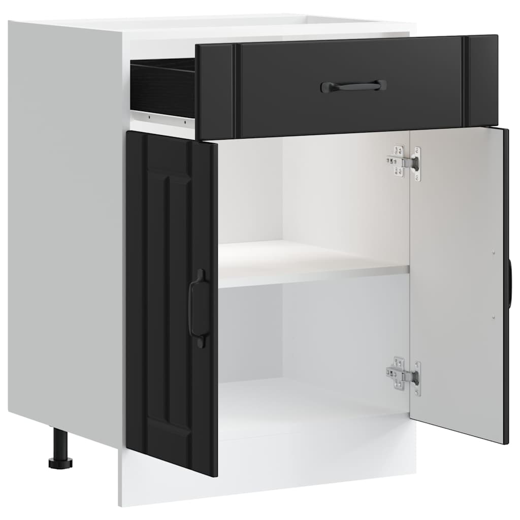Küchen-Unterschrank Lucca Schwarz Holzwerkstoff