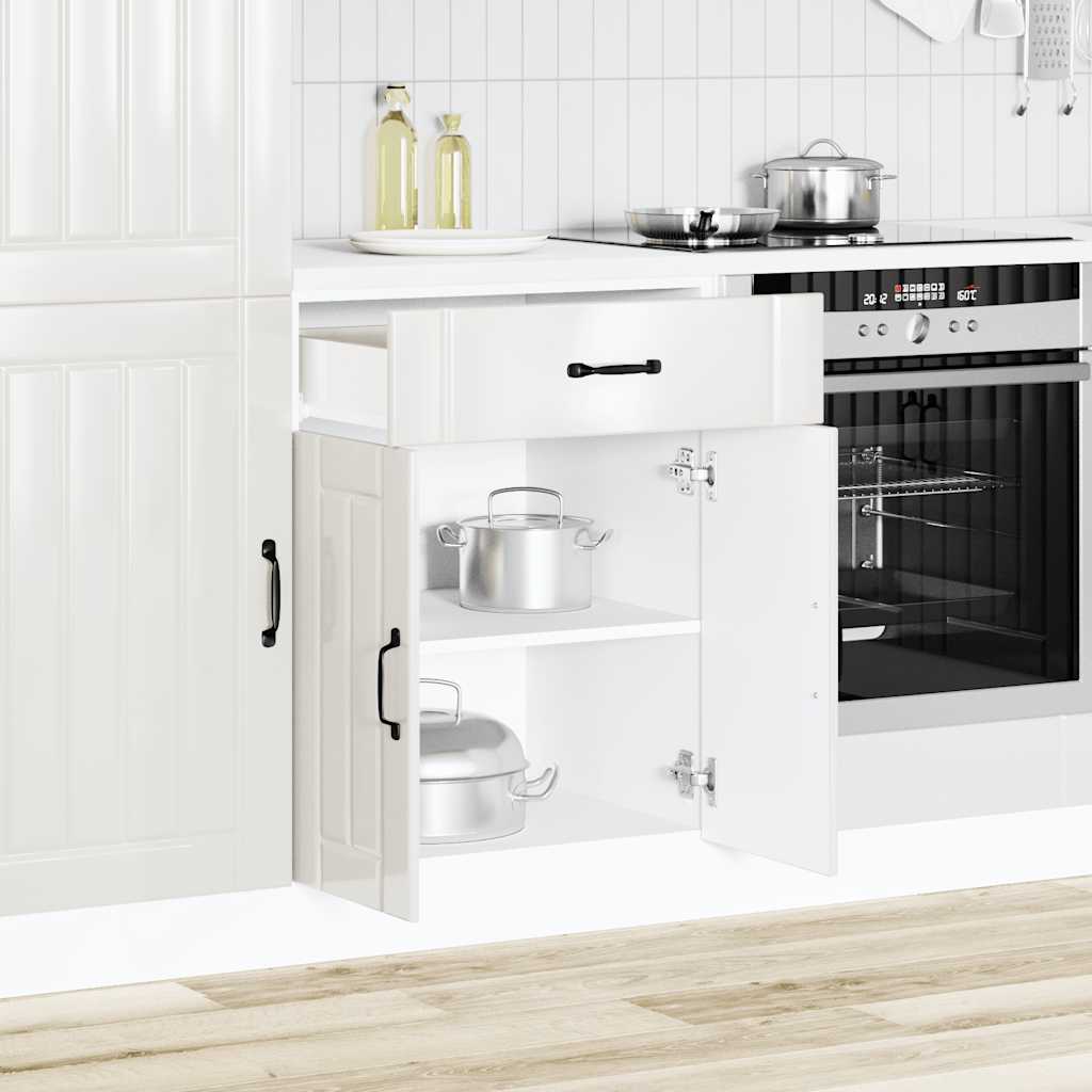 Küchen-Unterschrank Lucca Hochglanz-Weiß Holzwerkstoff