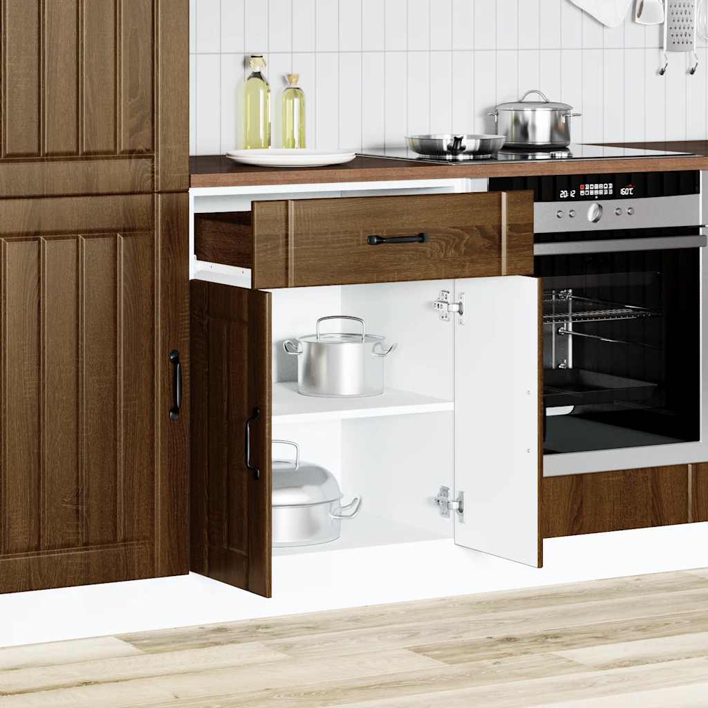 Küchen-Unterschrank Lucca Braun Eichen-Optik Holzwerkstoff