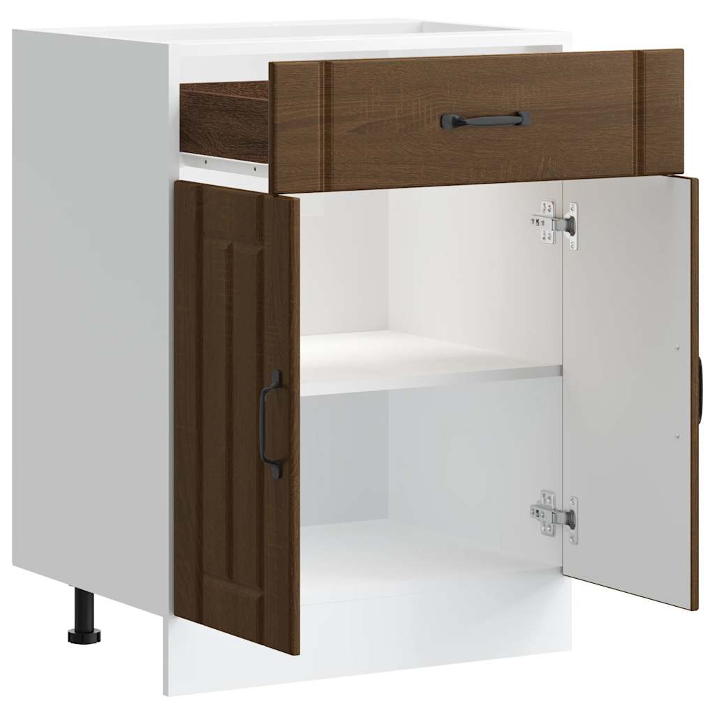 Küchen-Unterschrank Lucca Braun Eichen-Optik Holzwerkstoff