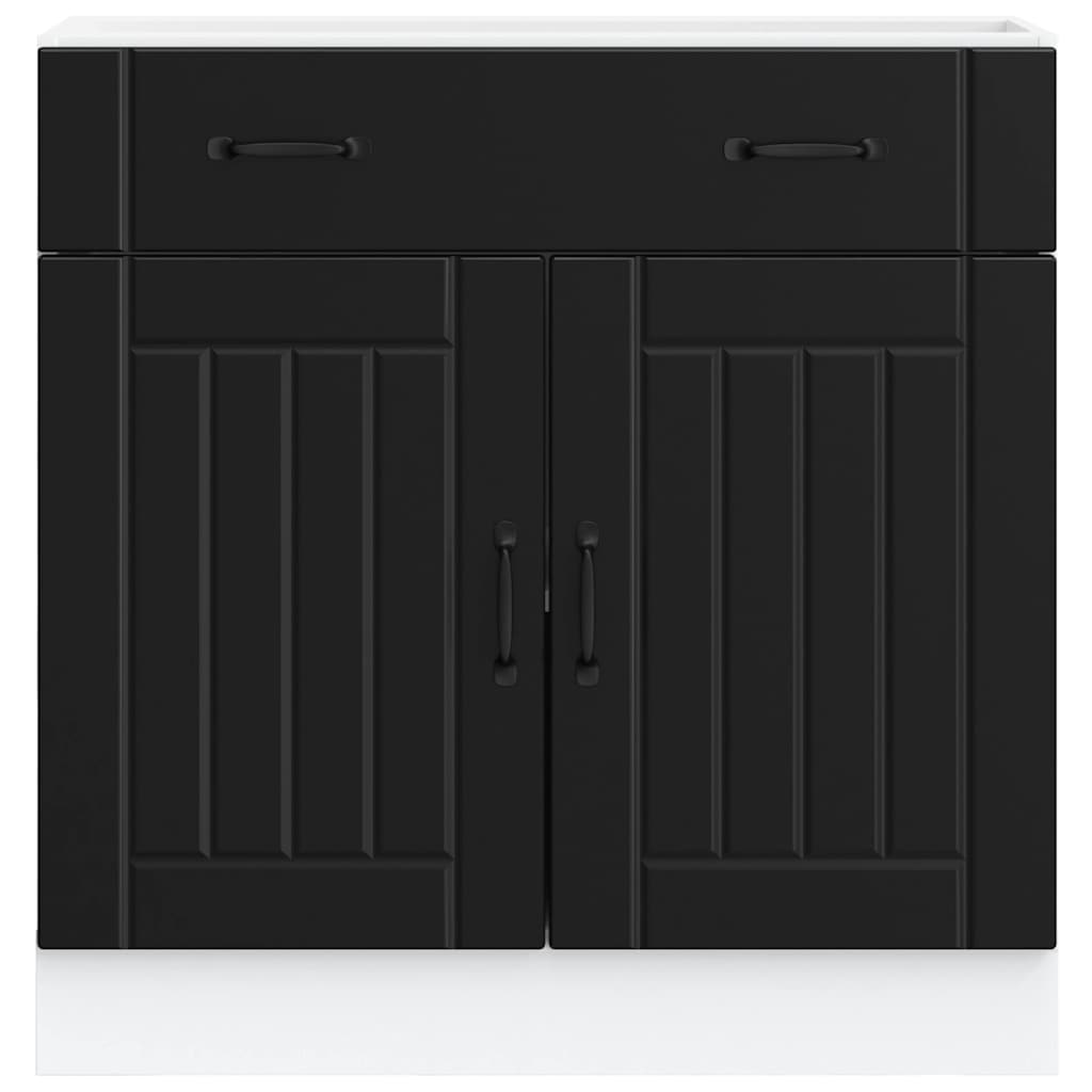 Küchen-Unterschrank Lucca Schwarz Holzwerkstoff