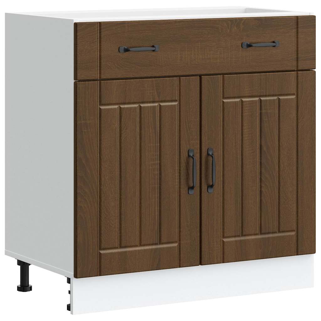Küchen-Unterschrank Lucca Braun Eichen-Optik Holzwerkstoff