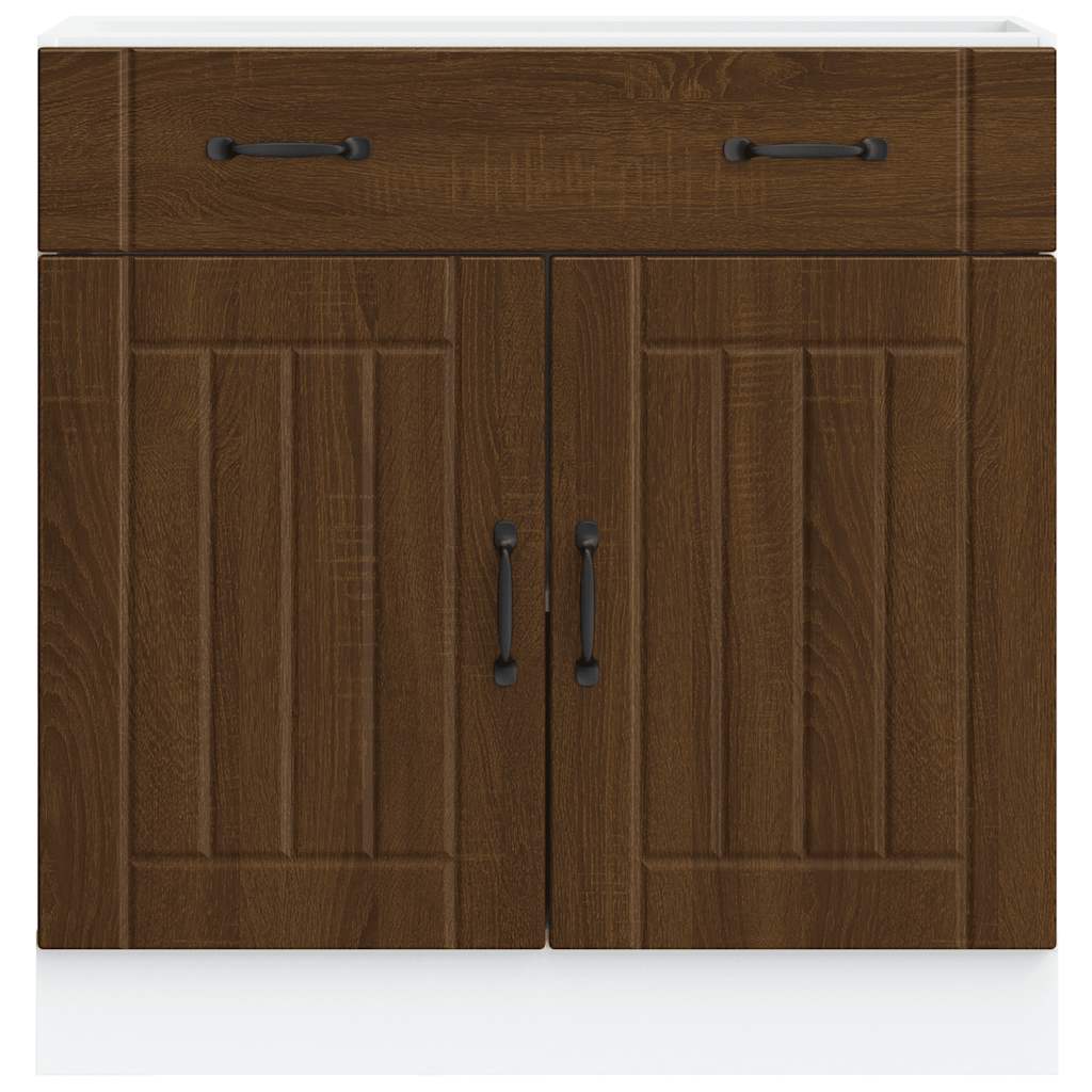 Küchen-Unterschrank Lucca Braun Eichen-Optik Holzwerkstoff