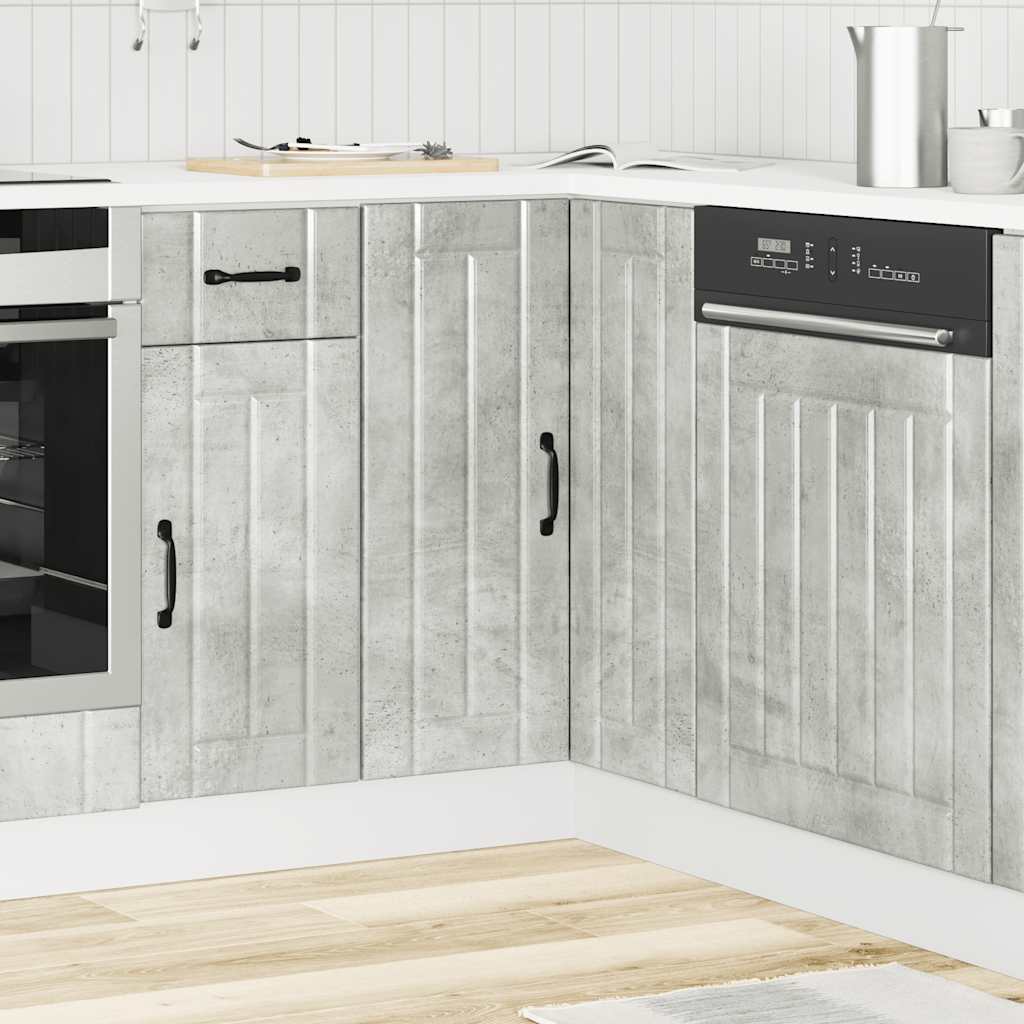 Küchen-Eckunterschrank Lucca Betongrau Holzwerkstoff