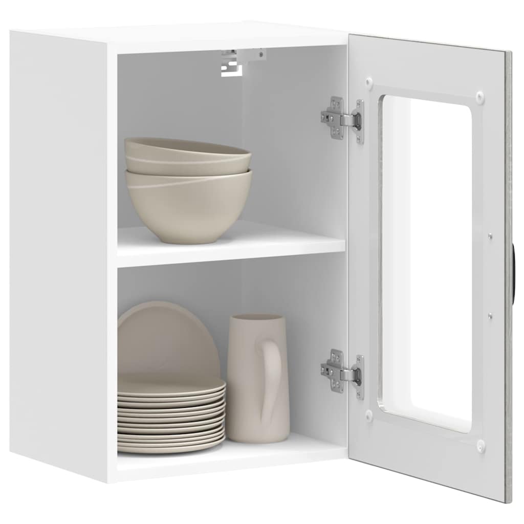 Küchen-Hängeschrank mit Glastür Lucca Grau Sonoma