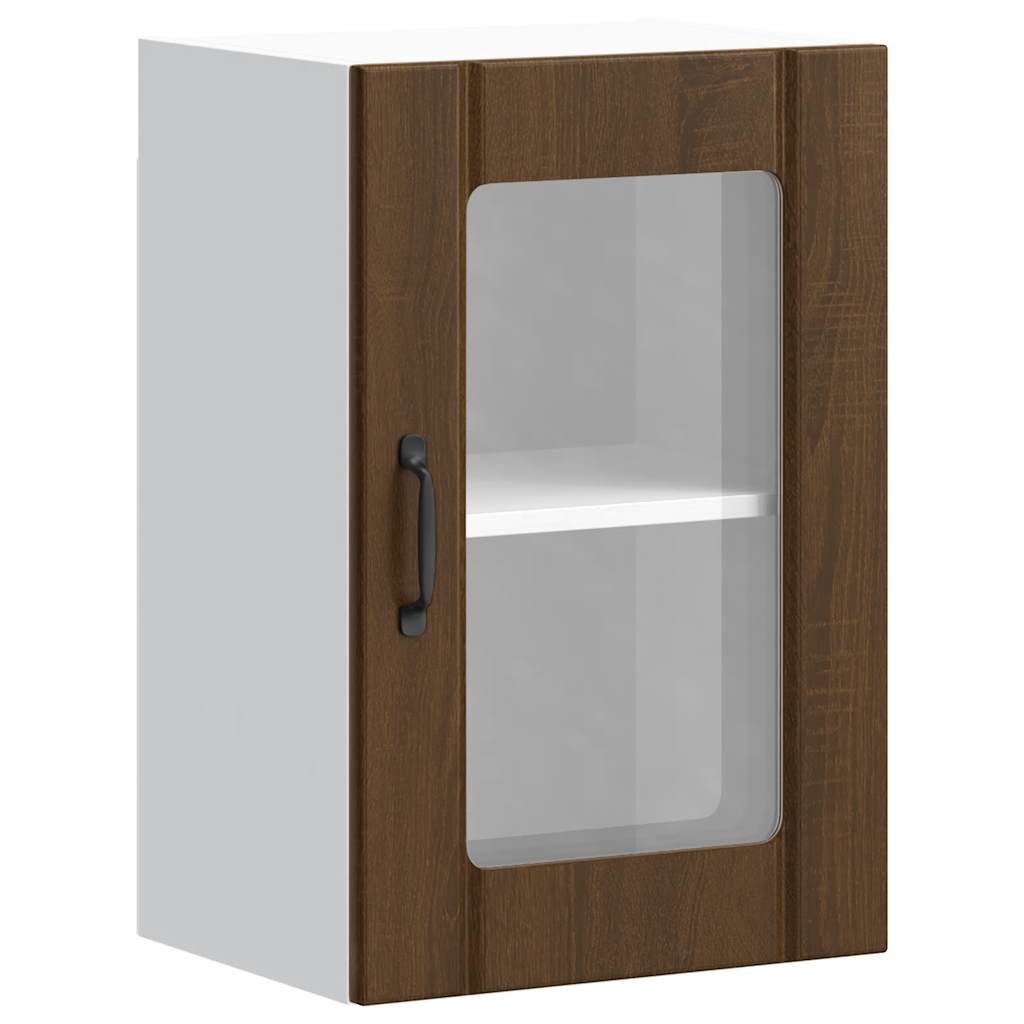 Küchen-Hängeschrank mit Glastür Lucca Braun Eichen-Optik