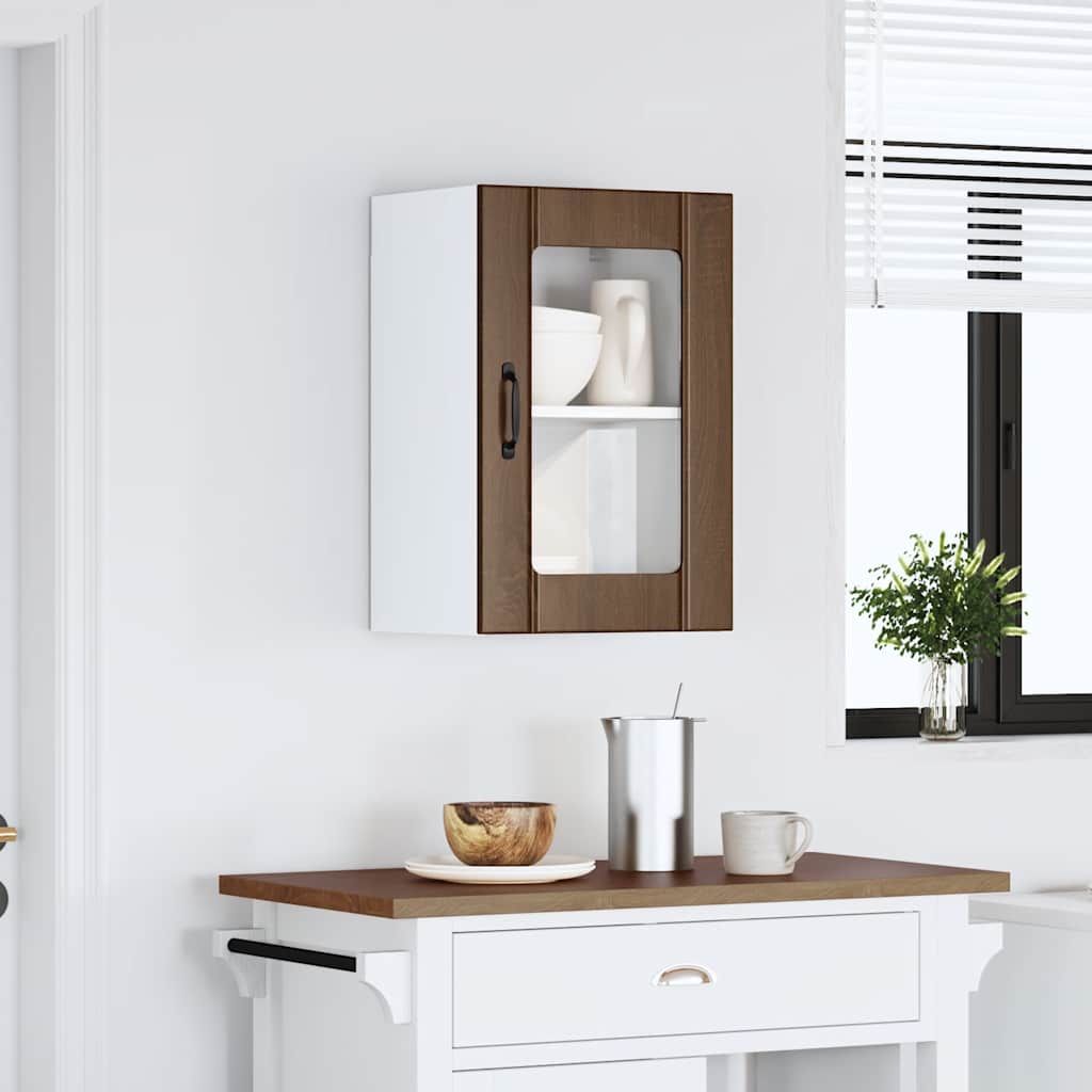 Küchen-Hängeschrank mit Glastür Lucca Braun Eichen-Optik