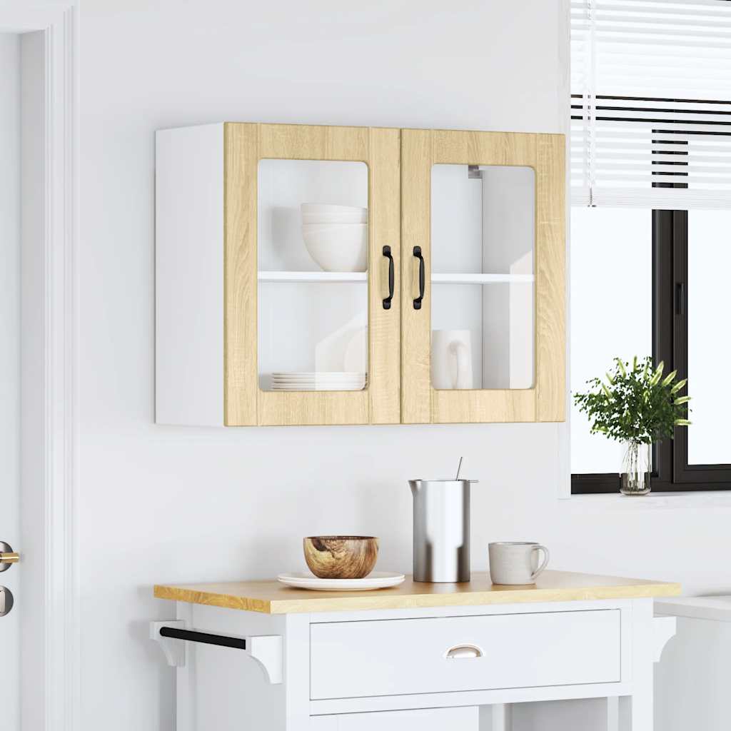 Küchen-Hängeschrank mit Glastür Lucca Sonoma-Eiche Holzwerkstoff