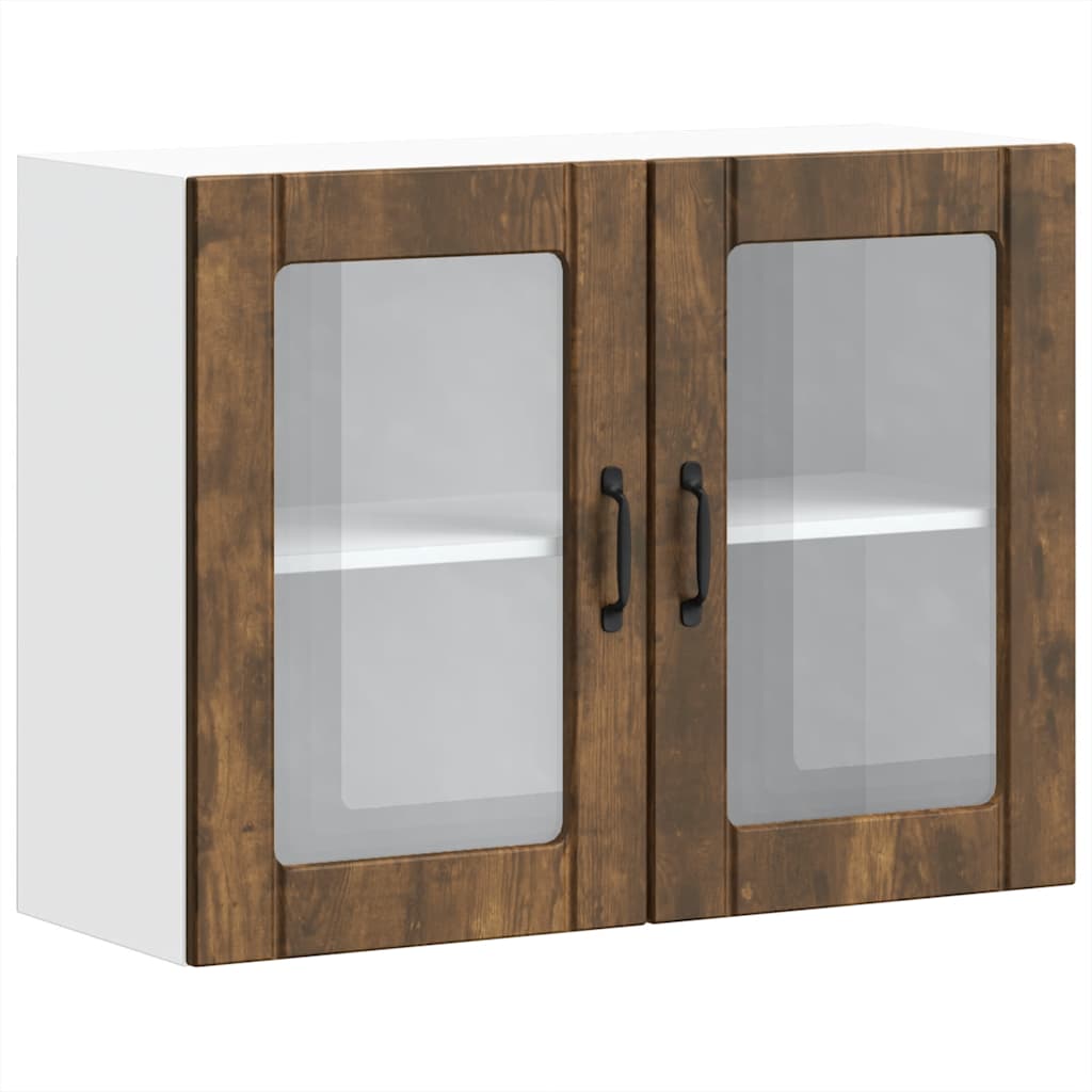 Küchen-Hängeschrank mit Glastür Lucca Räuchereiche Holzwerkstoff