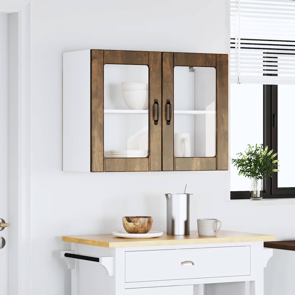 Küchen-Hängeschrank mit Glastür Lucca Räuchereiche Holzwerkstoff