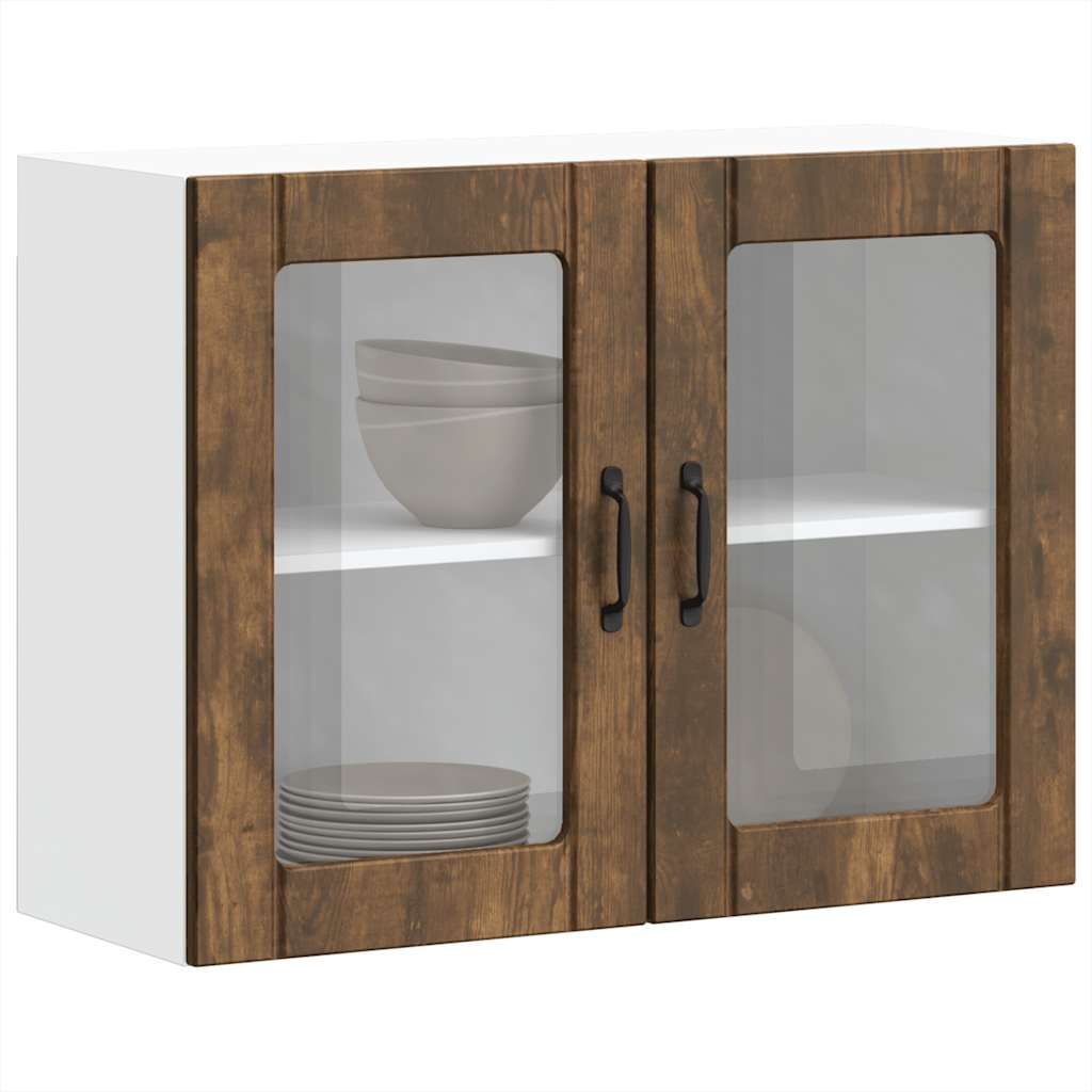 Küchen-Hängeschrank mit Glastür Lucca Räuchereiche Holzwerkstoff