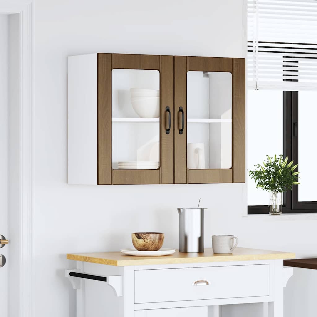 Küchen-Hängeschrank mit Glastür Lucca Braun Eichen-Optik
