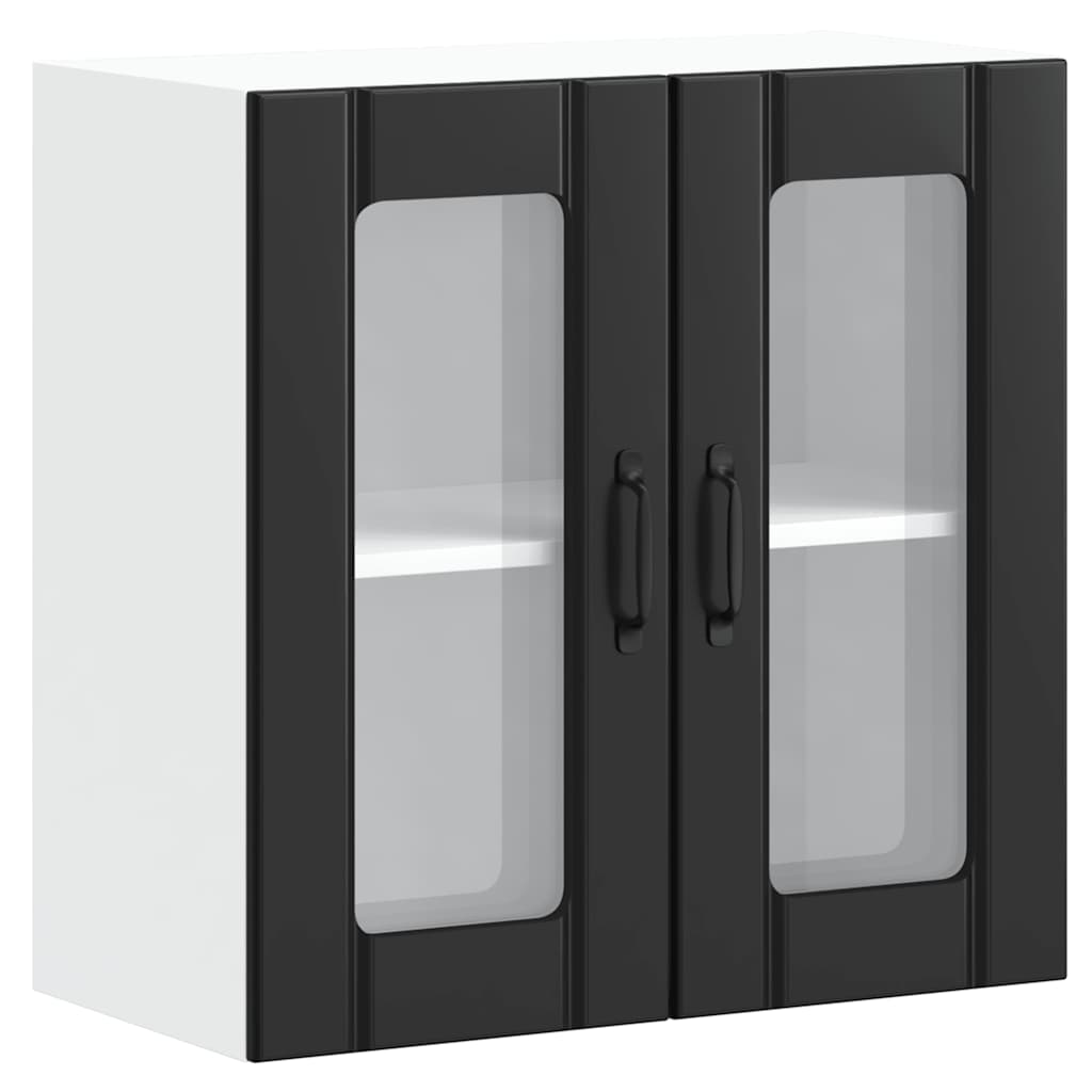 Küchen-Hängeschrank mit Glastür Lucca Schwarz Holzwerkstoff