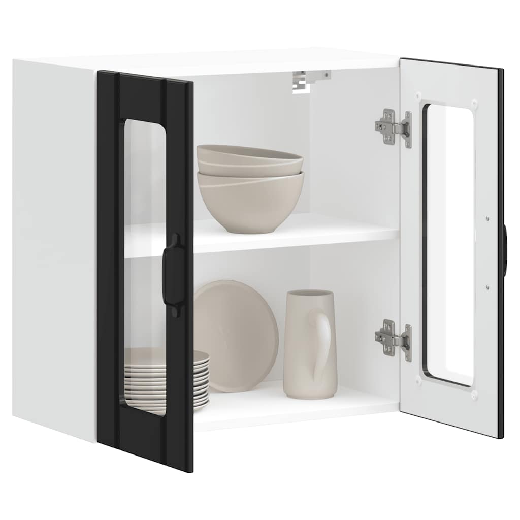 Küchen-Hängeschrank mit Glastür Lucca Schwarz Holzwerkstoff