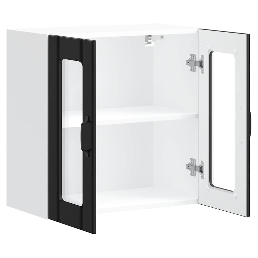 Küchen-Hängeschrank mit Glastür Lucca Schwarz Holzwerkstoff