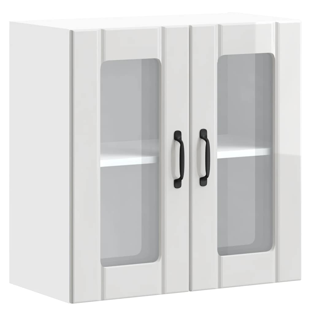 Küchen-Hängeschrank mit Glastür Lucca Hochglanz-Weiß Holzwerkstoff