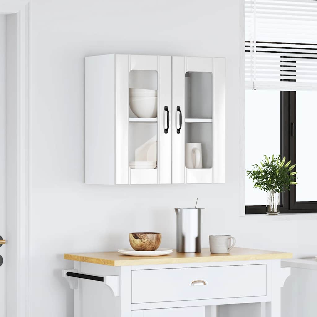 Küchen-Hängeschrank mit Glastür Lucca Hochglanz-Weiß Holzwerkstoff
