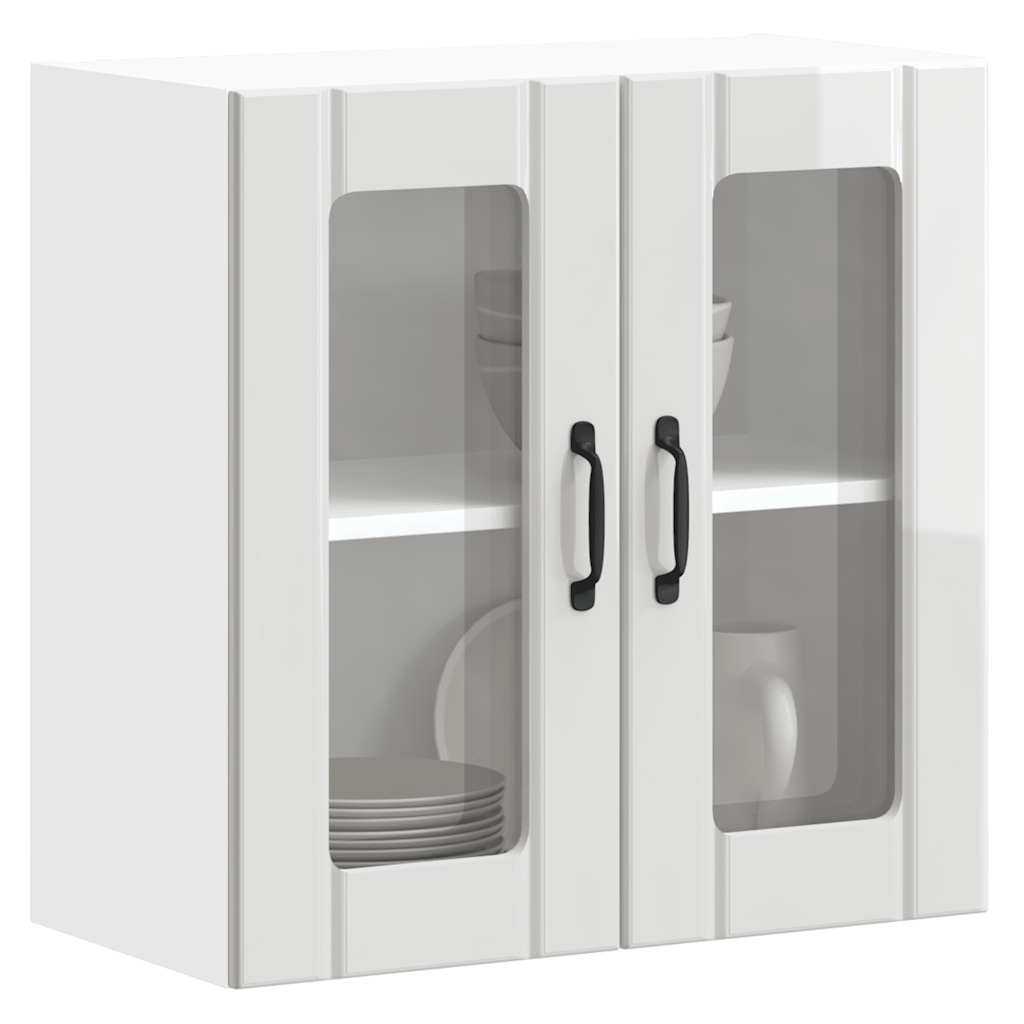 Küchen-Hängeschrank mit Glastür Lucca Hochglanz-Weiß Holzwerkstoff