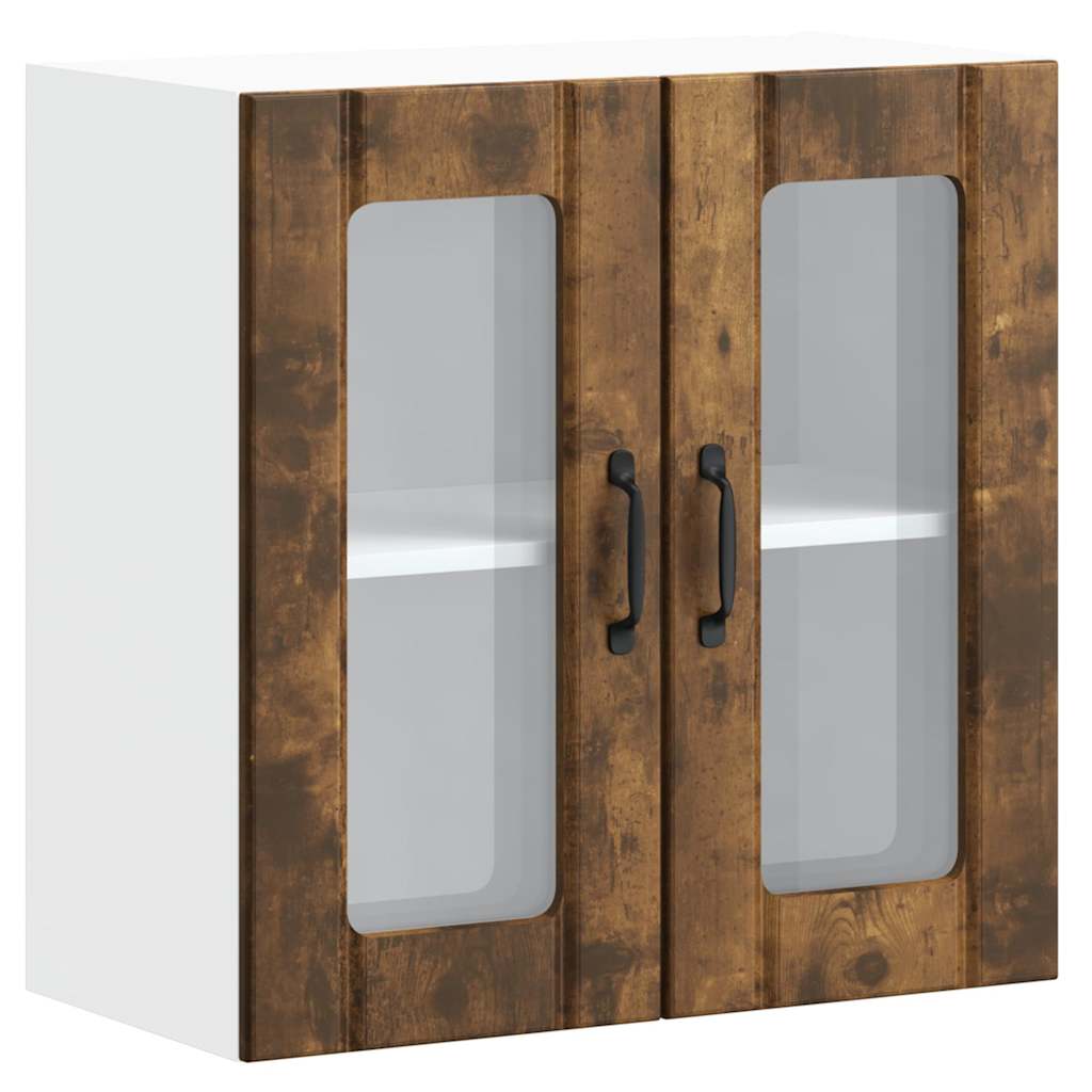 Küchen-Hängeschrank mit Glastür Lucca Räuchereiche Holzwerkstoff