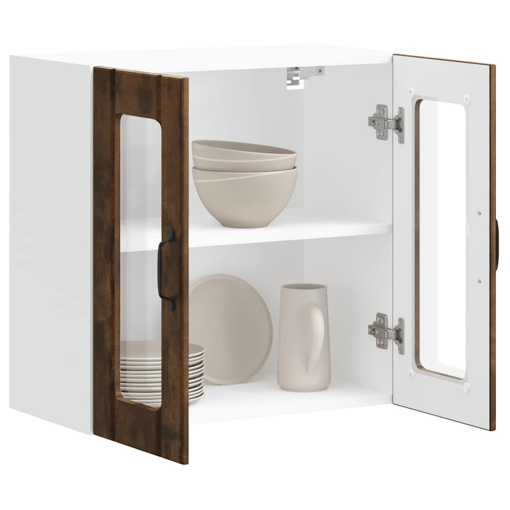 Küchen-Hängeschrank mit Glastür Lucca Räuchereiche Holzwerkstoff