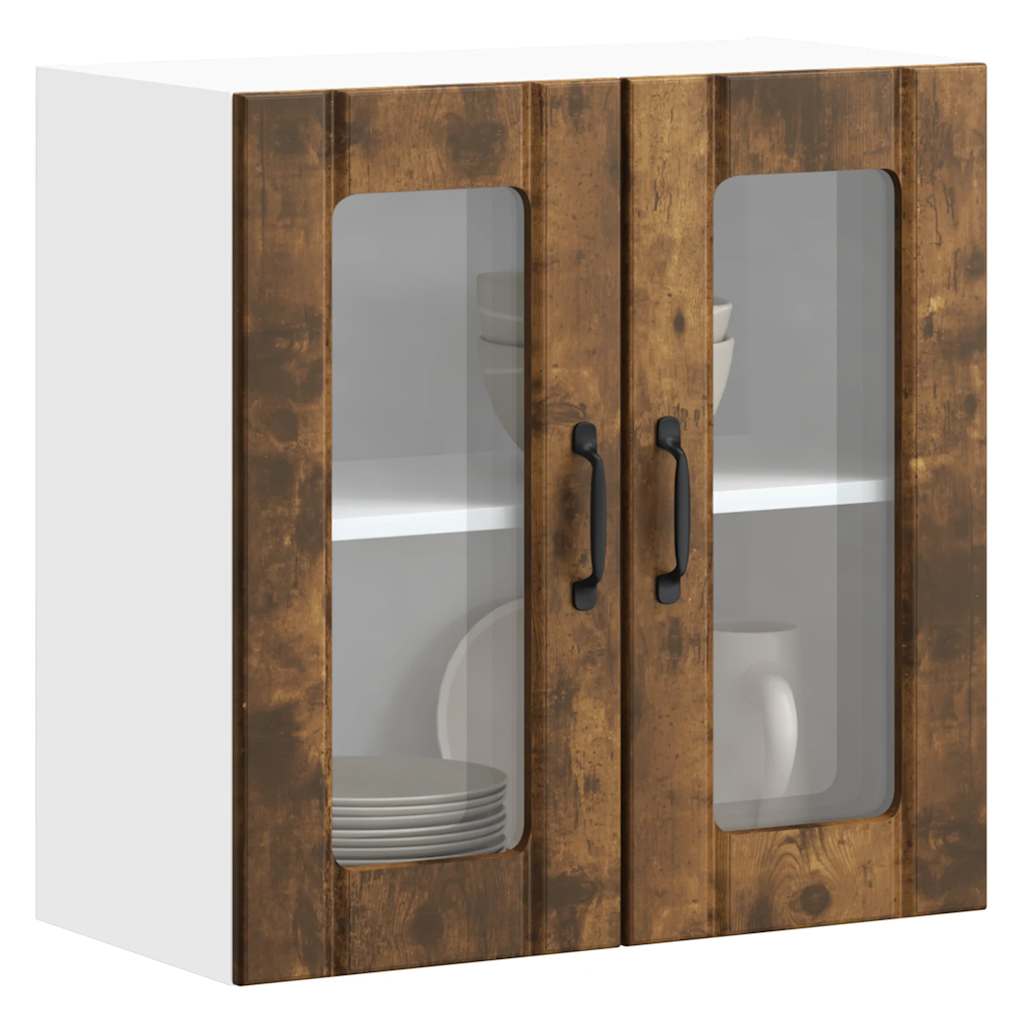 Küchen-Hängeschrank mit Glastür Lucca Räuchereiche Holzwerkstoff