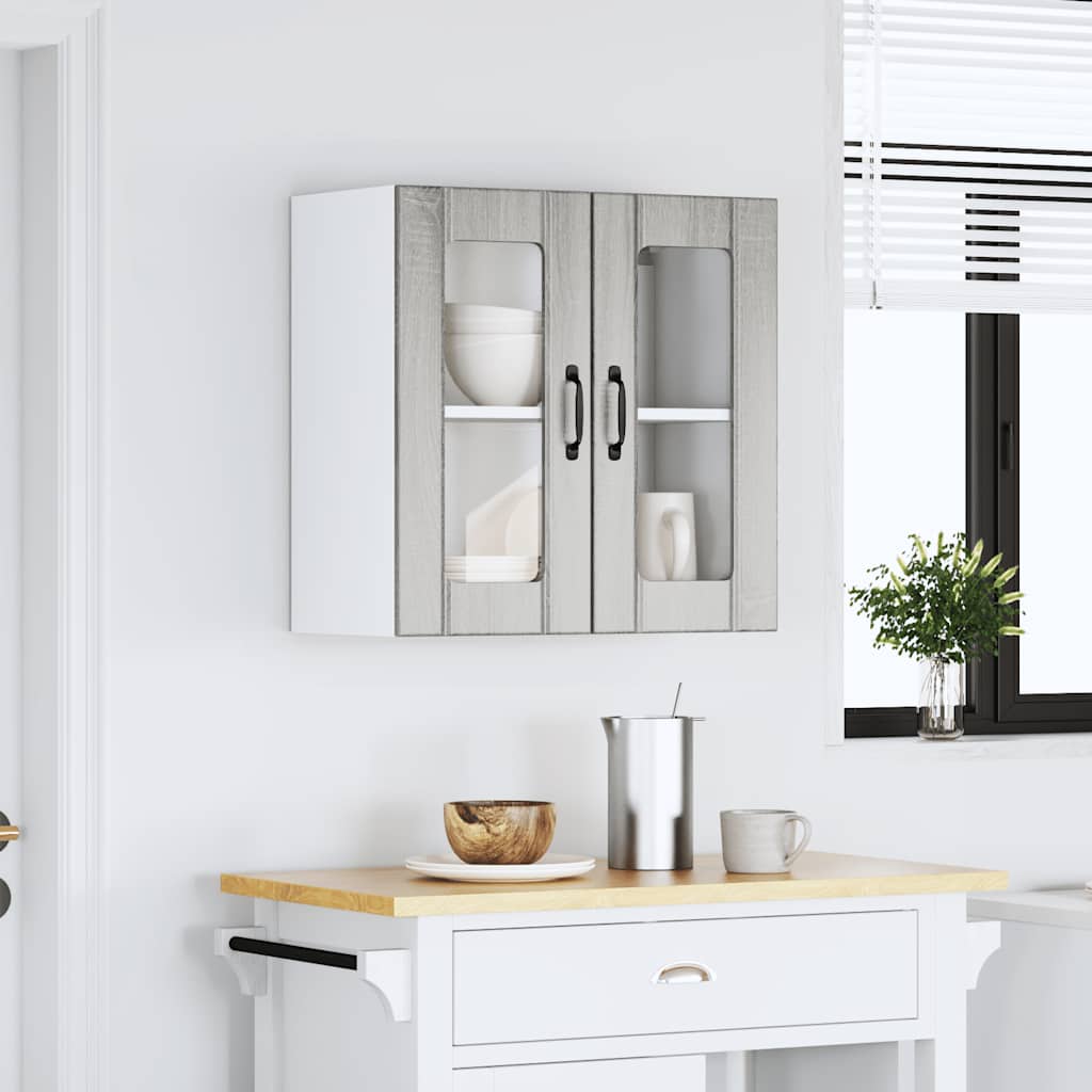 Küchen-Hängeschrank mit Glastür Lucca Grau Sonoma Holzwerkstoff