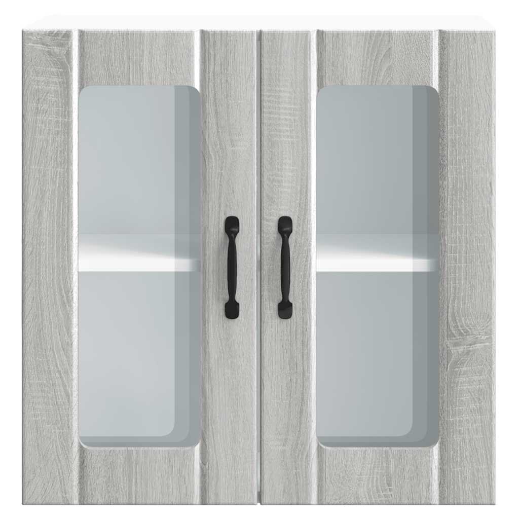 Küchen-Hängeschrank mit Glastür Lucca Grau Sonoma Holzwerkstoff