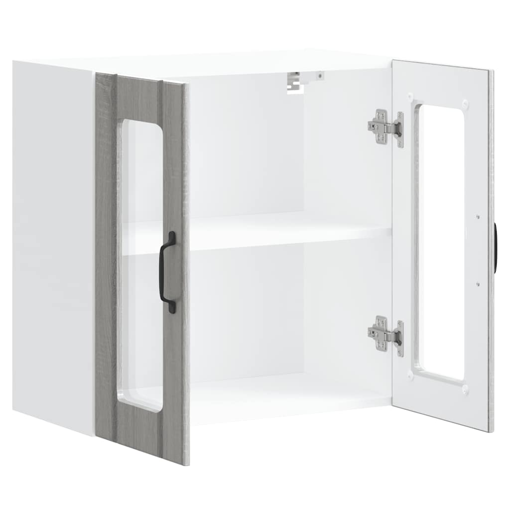 Küchen-Hängeschrank mit Glastür Lucca Grau Sonoma Holzwerkstoff