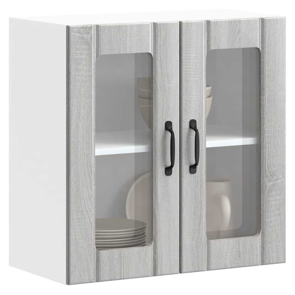 Küchen-Hängeschrank mit Glastür Lucca Grau Sonoma Holzwerkstoff